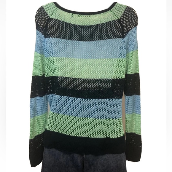 Women’s 525 America Blue Green Pullover Crochet Knit Top Size S - Picture 2 of 4
